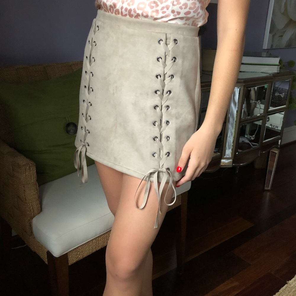 Beige Suede Skirt